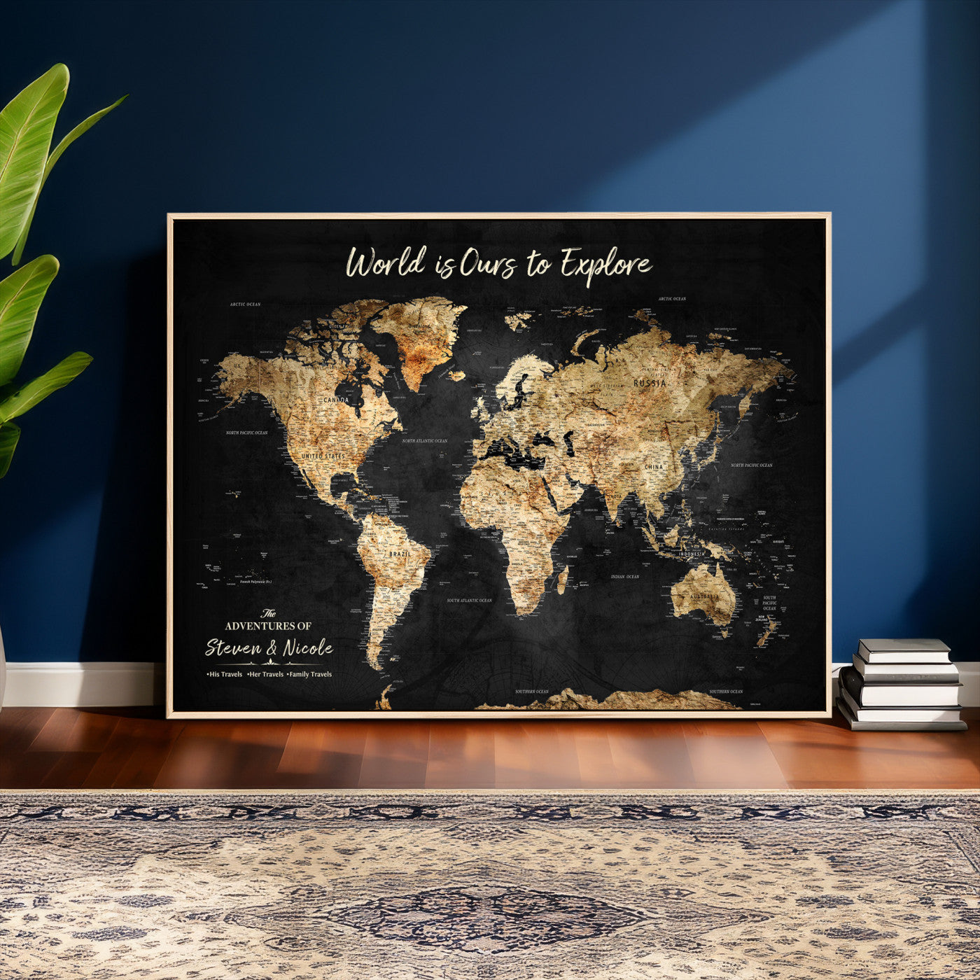 64106311-MGV-FC-36X24 - Personalized Push Pin World Map Wall Art Canvas Print with Pins – Customize  Travel Tracker Map for Home and Office Décor