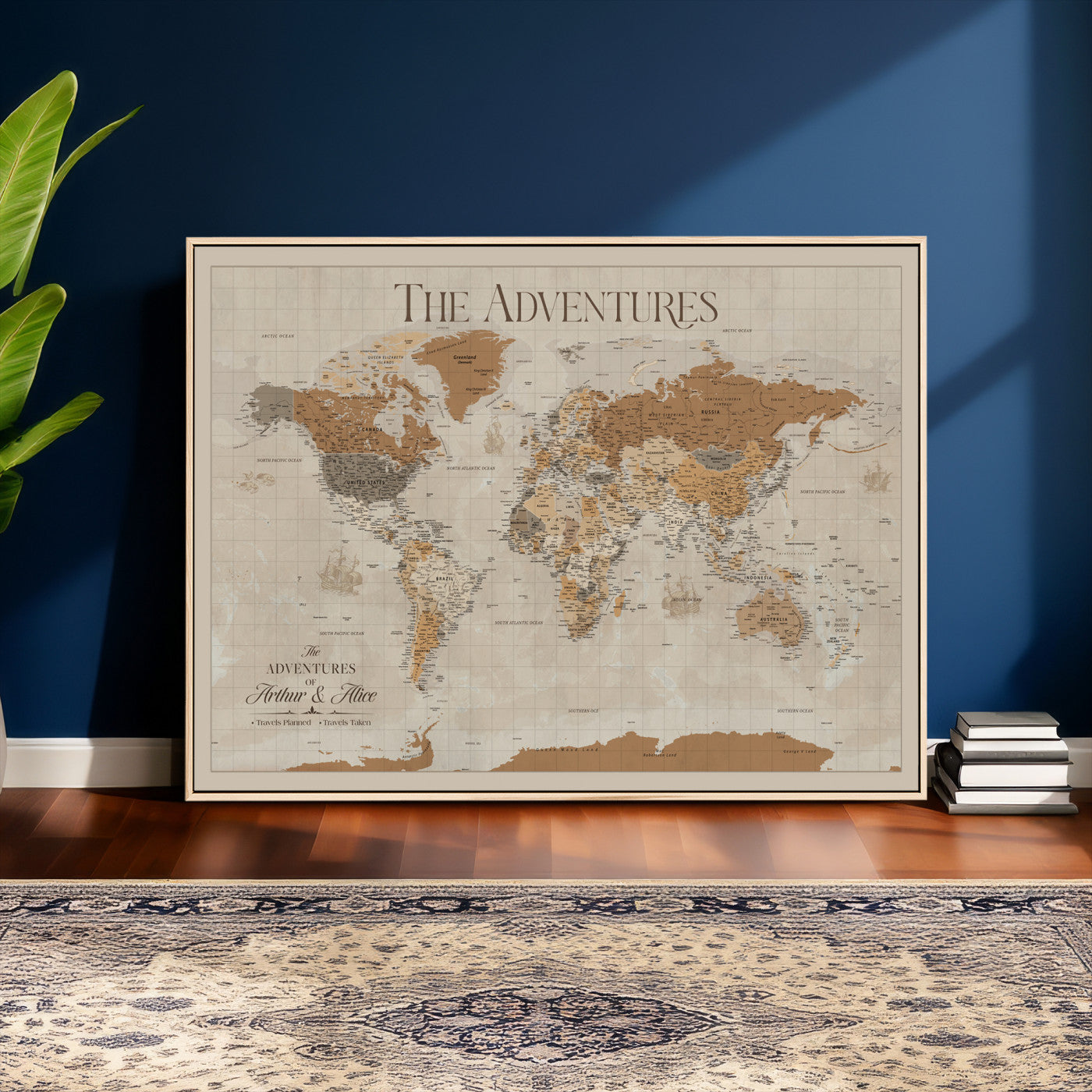 57738274-MGV-CV-36X24 - Custom Push Pin World Map Wall Art Canvas Print – Personalized Travel Tracker - NEWMAP-10
