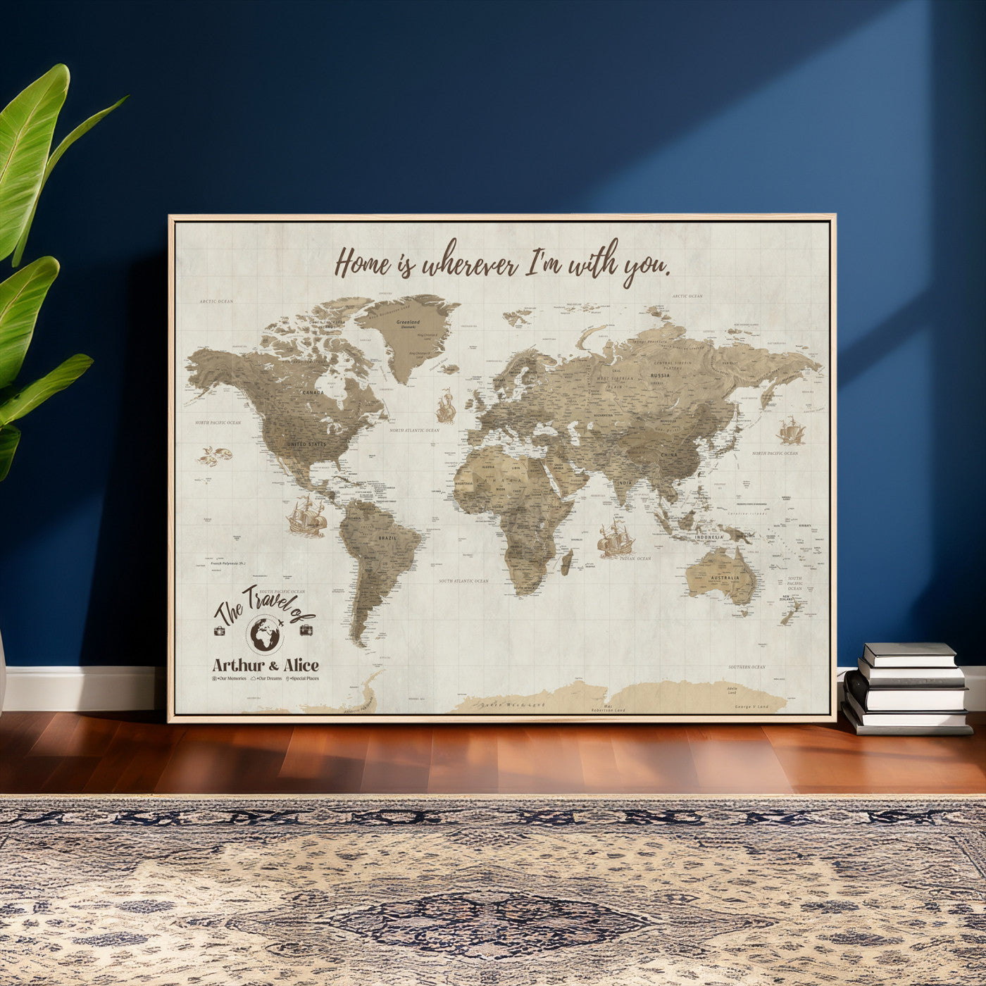 61351027-MGV-CV-36X24 - Custom Push Pin World Map Wall Art Canvas Print – Personalized Travel Tracker with Pins - NEWMAP-11