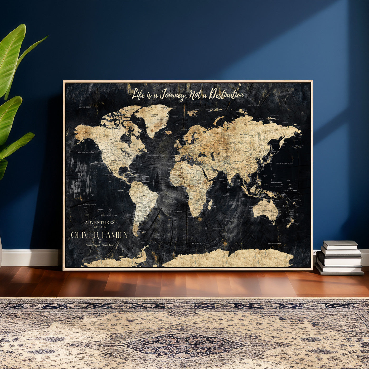 77472096-MGV-CV-36X24 - Custom Push Pin World Map Wall Art Canvas Print – Personalized Travel Tracker with Pins Framed Large for Home and Office Decor