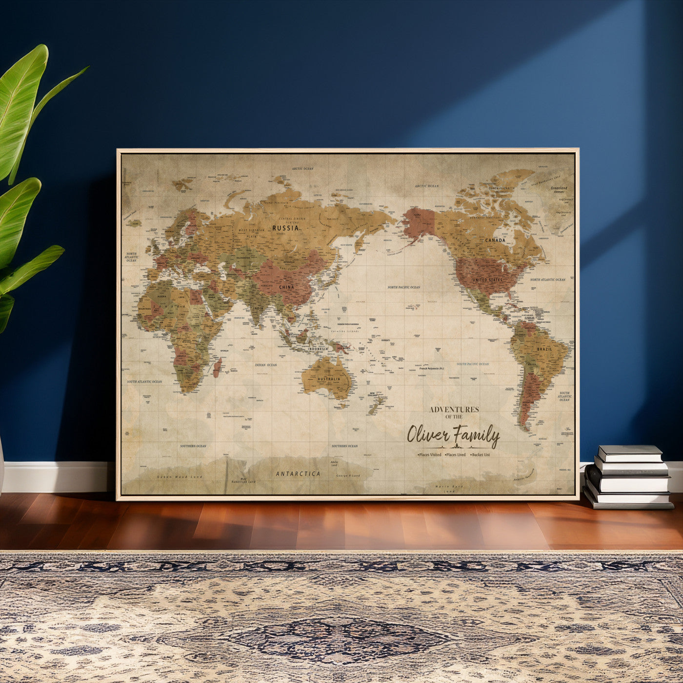 19347393-MGV-CV-36X24 - Custom Push Pin World Map Wall Art Canvas Print – Personalized Travel Tracker with Pins Framed Large for Home and Office Decor