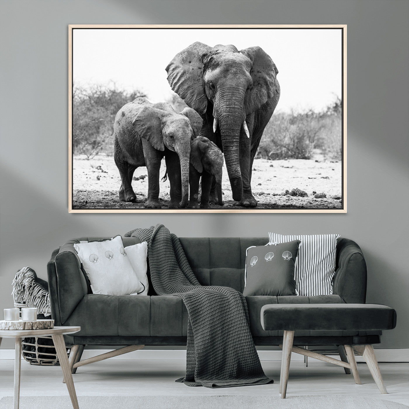 MGV-FC-36X24 - Elephant Family Africa Wall Art Canvas Print