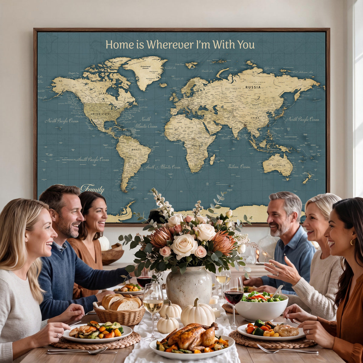 15936891-MGV-CV-36X24 - Custom Push Pin World Map Wall Art Canvas Print | Personalized Travel Tracker with Pins Framed Large for Home and Office Decor