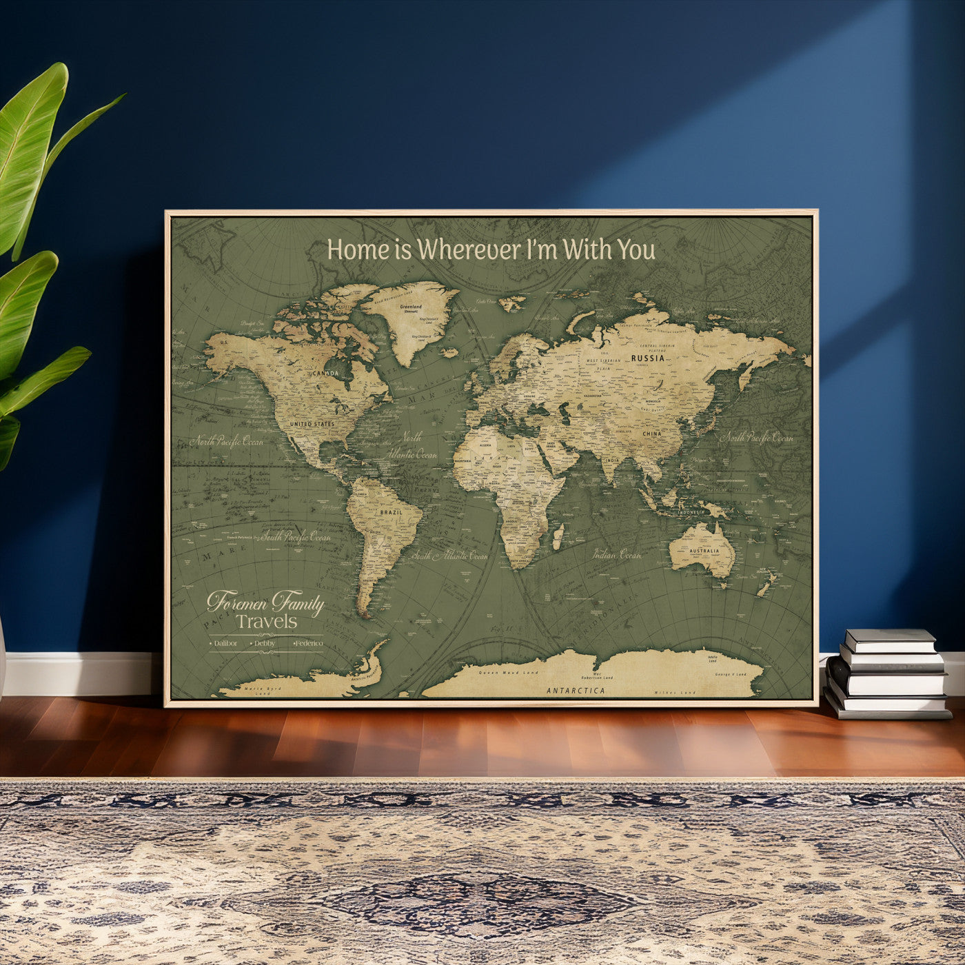 31715895-MGV-CV-36X24 - Custom Push Pin World Map Wall Art Canvas Print – Personalized Travel Tracker with Pins Framed Large for Home and Office Decor