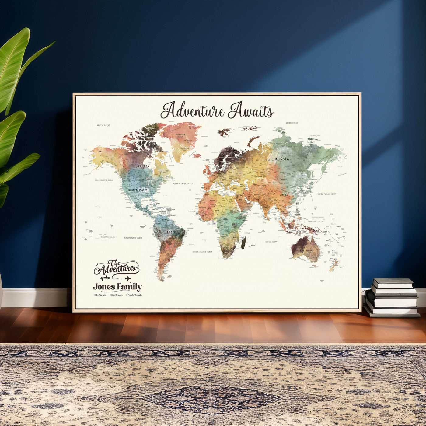 73360781-MGV-CV-36X24 - Custom Push Pin World Map Wall Art Canvas Print – Personalized Travel Tracker - NEWMAP-7