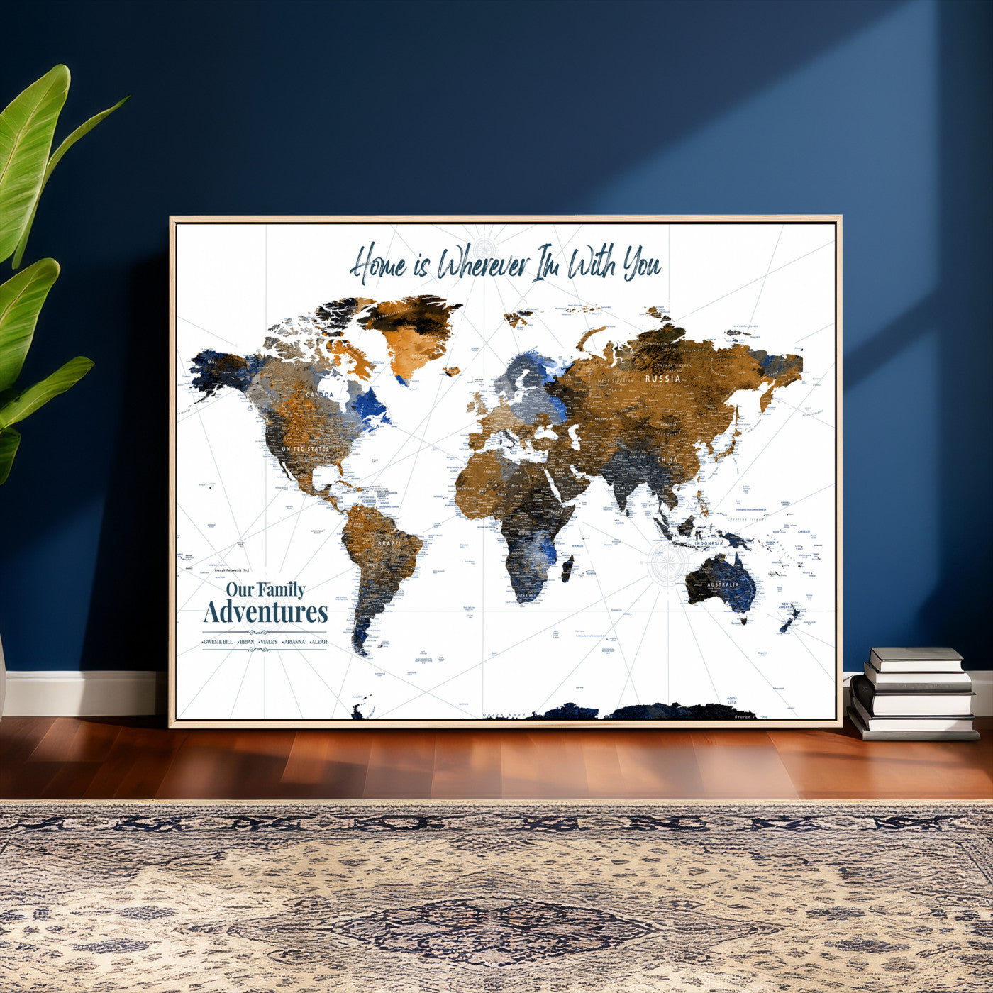 75259864-MGV-CV-36X24 - Custom Push Pin World Map Wall Art Canvas Print – Personalized Travel Tracker with Pins Framed Large for Home and Office Decor