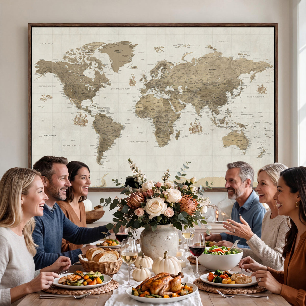 28283260-MGV-CV-36X24 - Detailed World Map Wall Art Canvas Print