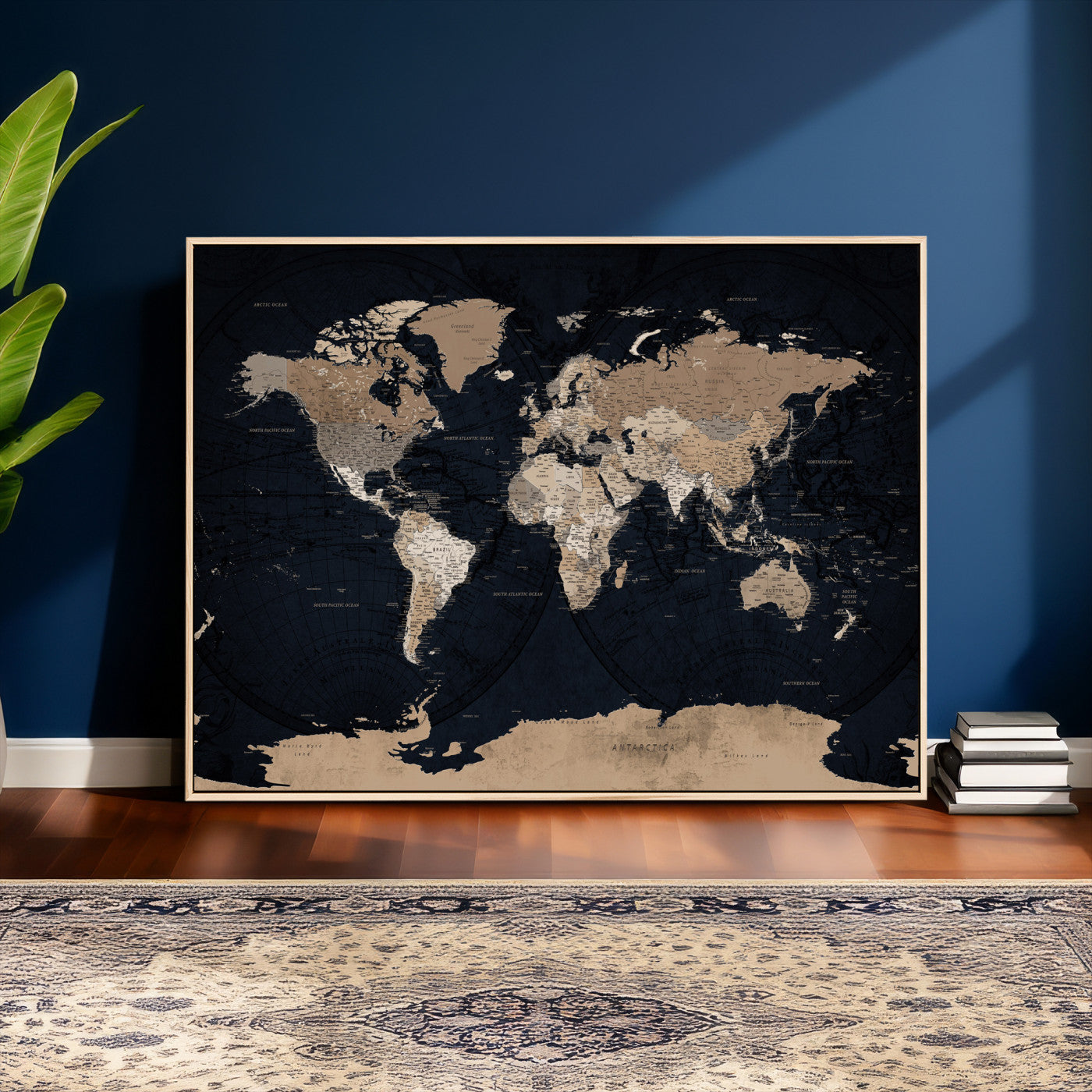 25812727-MGV-CV-36X24 - World Map Wall Art Canvas Print, Modern Decorative Framed Map Artwork Prints for Living Room, Office, Bedroom Wall Decor