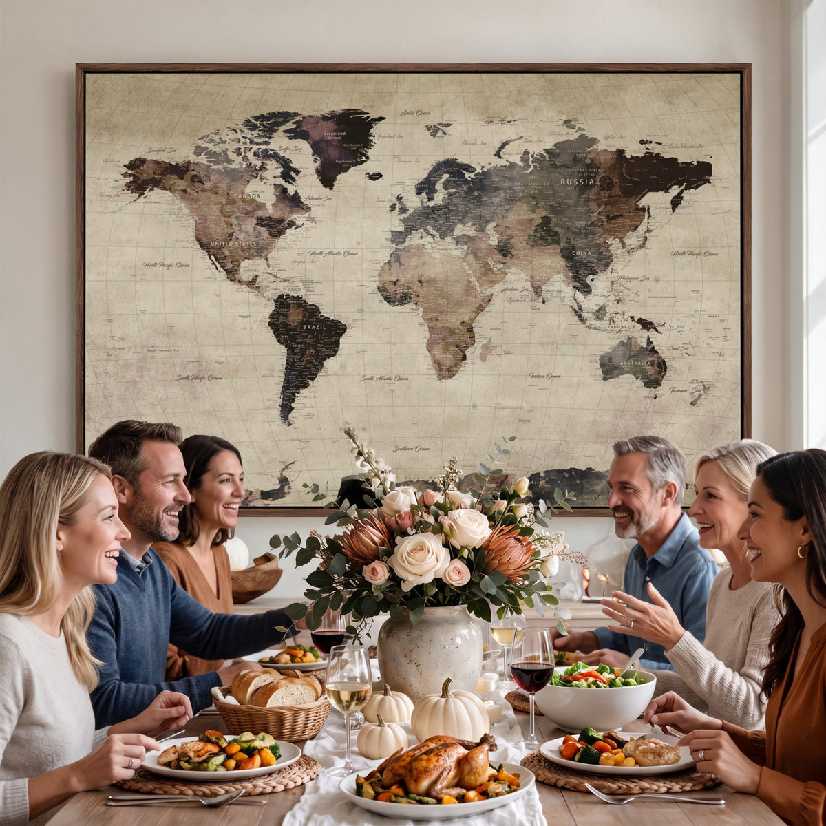 59159103-MGV-CV-36X24 - World Map Canvas Print, Detailed Map of the World, Adventure Gift for Couples and Anniversaries