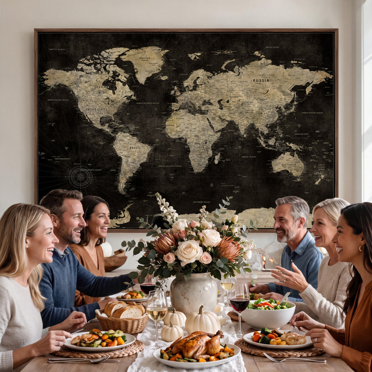 60653880-MGV-CV-36X24 - Push Pin World Map Canvas Wall Art Print, Interactive Travel