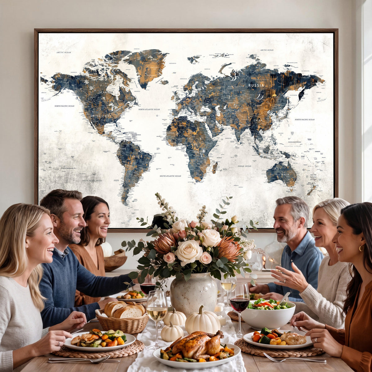 52451147-MGV-CV-36X24 - World Map Wall Art Canvas Print for Office Wall Decor