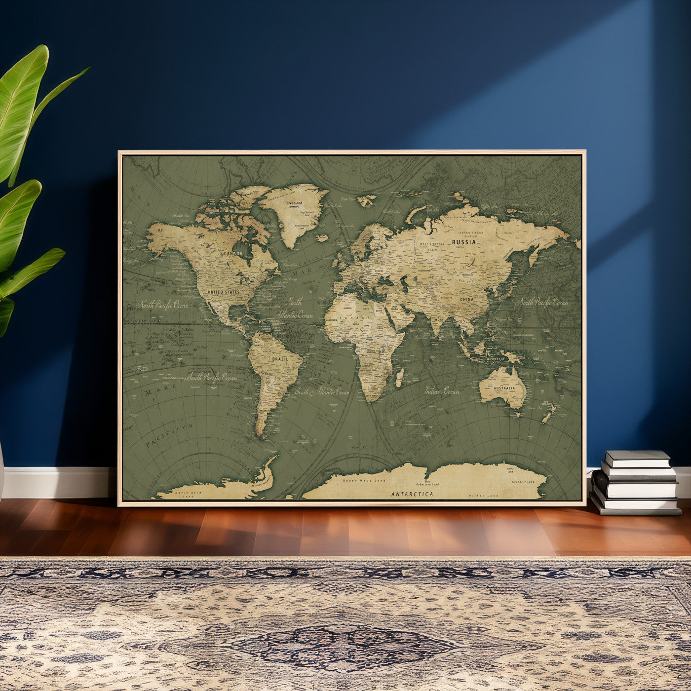 75846040-MGV-CV-36X24 - World Map Wall Art Canvas Print, Modern Decorative Framed Map Artwork Prints for Living Room, Office, Bedroom Wall Decor