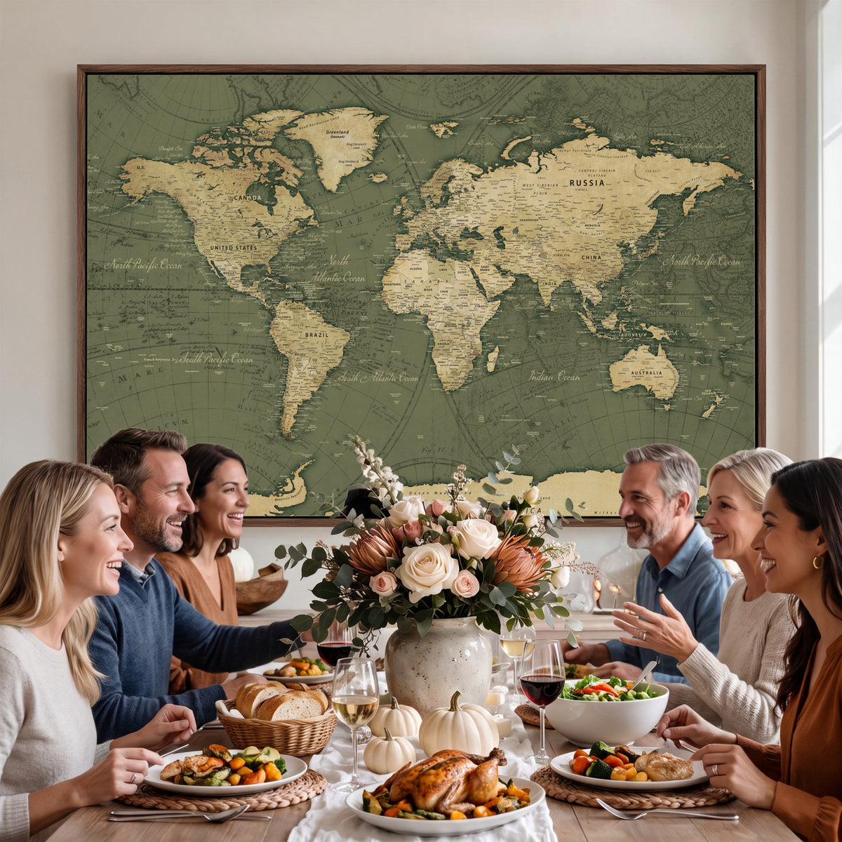 75846040-MGV-CV-36X24 - Large World Map Canvas Wall Art Print for Study Room Decor -