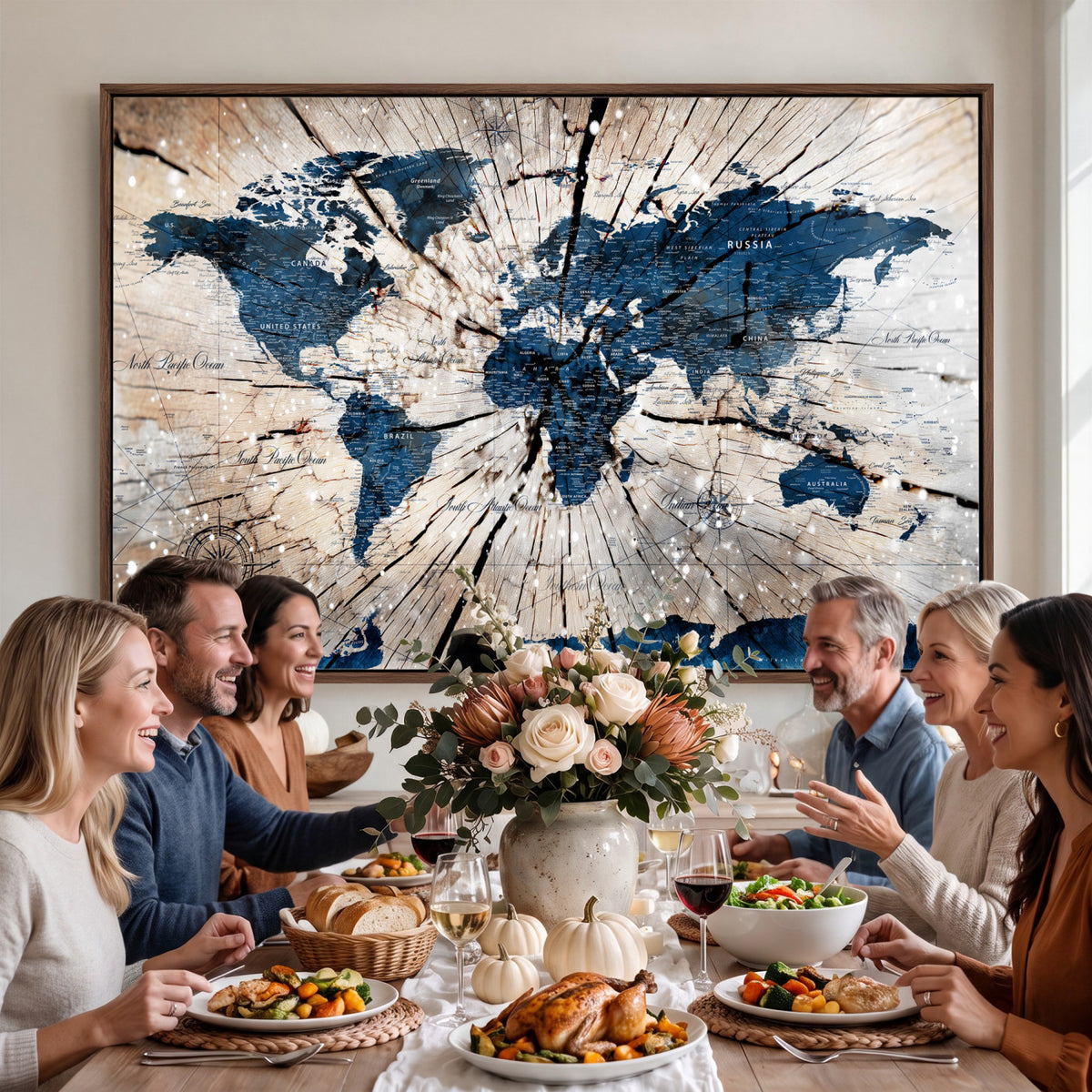 19478704-MGV-CV-36X24 - World Map Wall Art Canvas Print, Modern Decorative Framed Map Artwork Prints for Living Room, Office, Bedroom Wall Decor