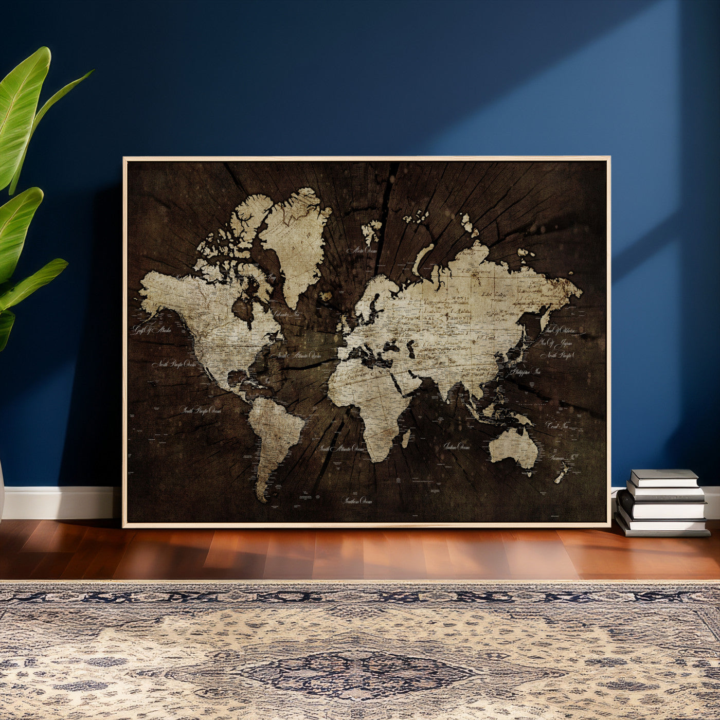 40991509-MGV-CV-36X24 - World Map Wall Art Canvas Print, Modern Decorative Framed Map Artwork Prints for Living Room, Office, Bedroom Wall Decor