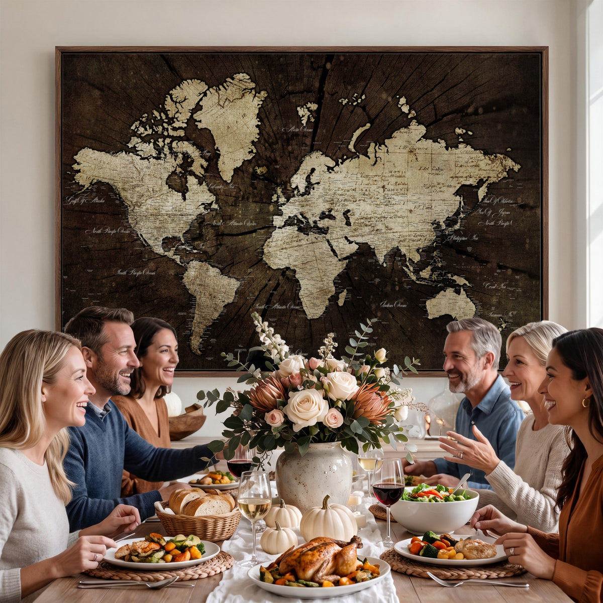 40991509-MGV-CV-36X24 - World Map Wall Art Canvas Print, Modern Decorative Framed Map Artwork Prints for Living Room, Office, Bedroom Wall Decor