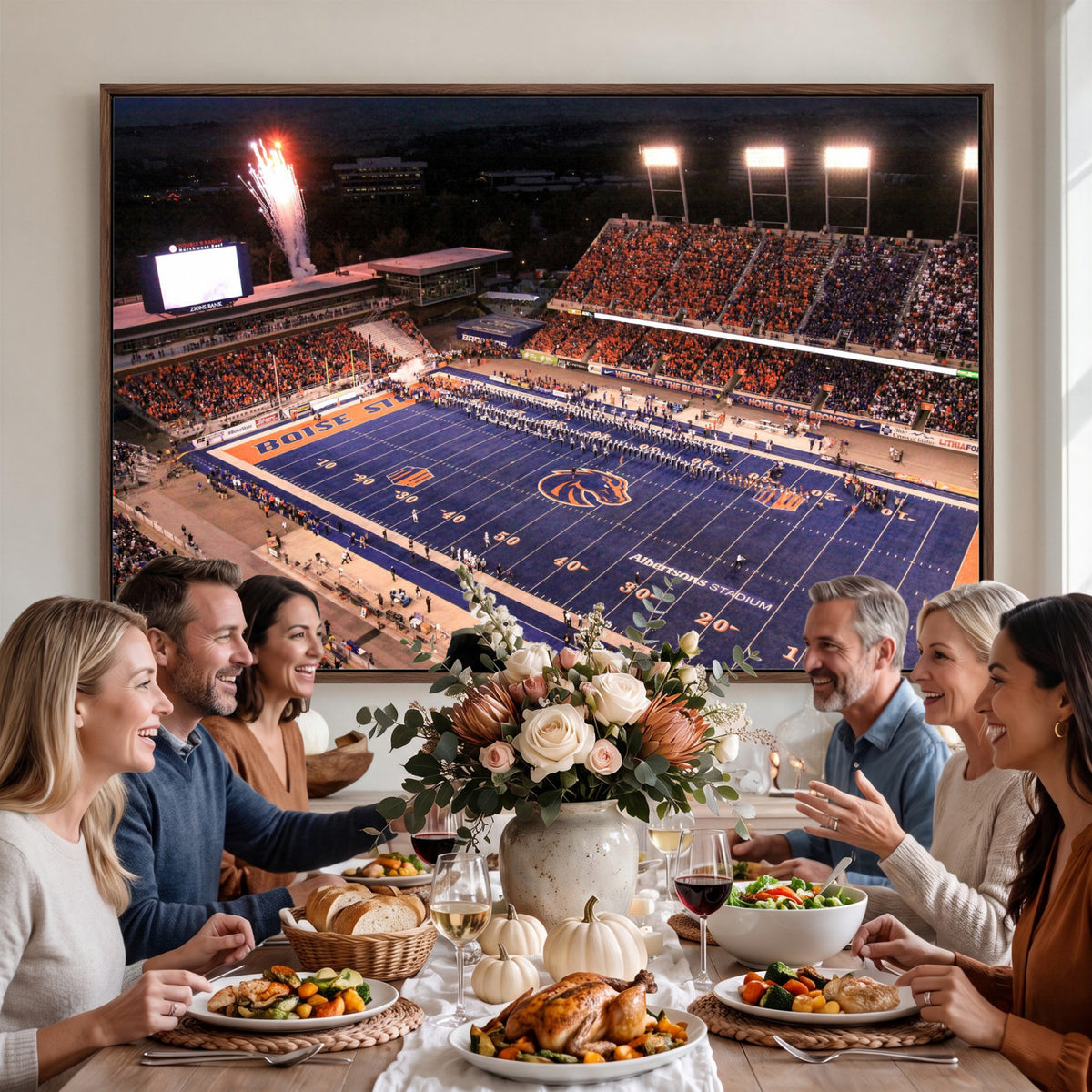 58849575-MGV-CV-36X24 - Boise State Stadium Large Wall Art Canvas Print for Living Room and Game Room Decor