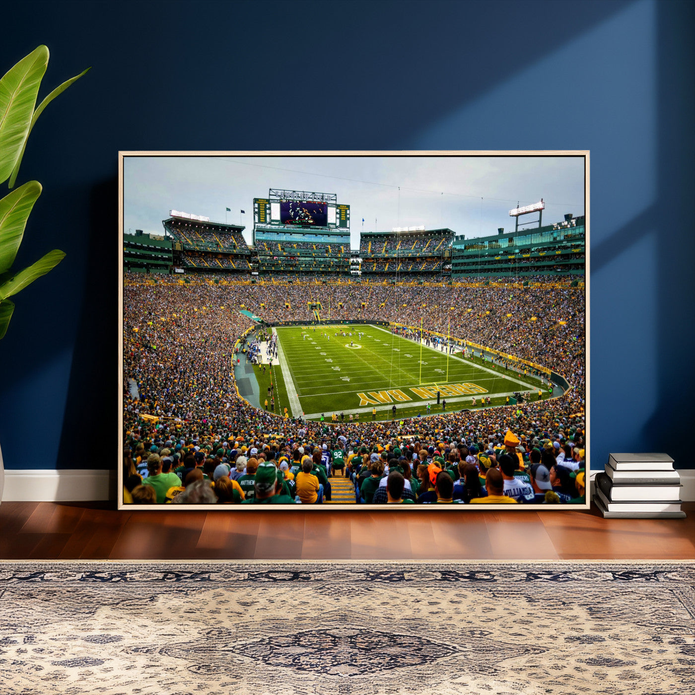 56521752-MGV-CV-36X24 - Green Bay Packers Stadium Wall Art Canvas Print, Lambeau Field Football Stadium Artwork, Framed Wall Art Ready to Hang