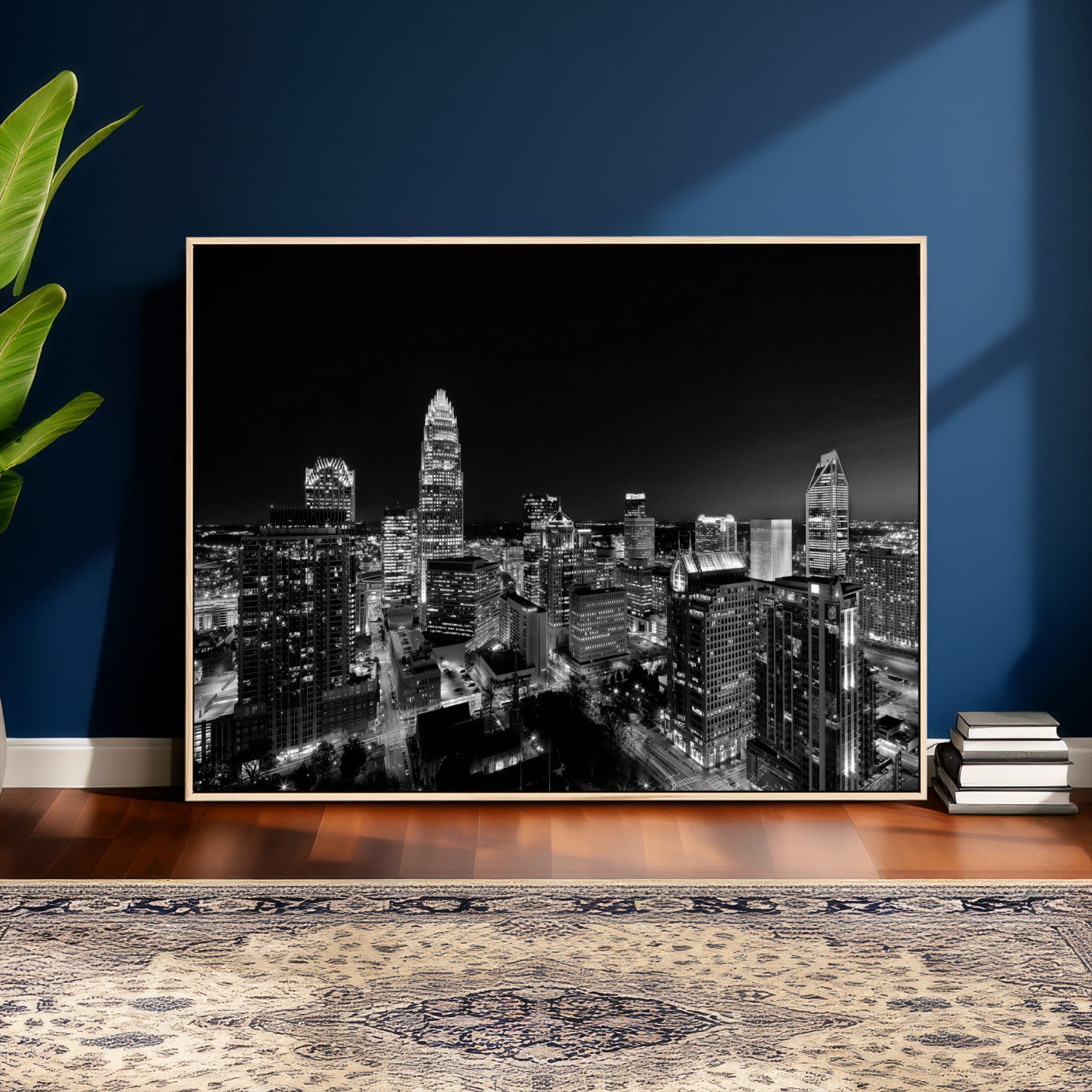 68329345-MGV-CV-36X24 - Atlanta Skyline Wall Art Canvas Print, Atlanta Downtown Night Cityscape Print for Modern Urban Wall Decor