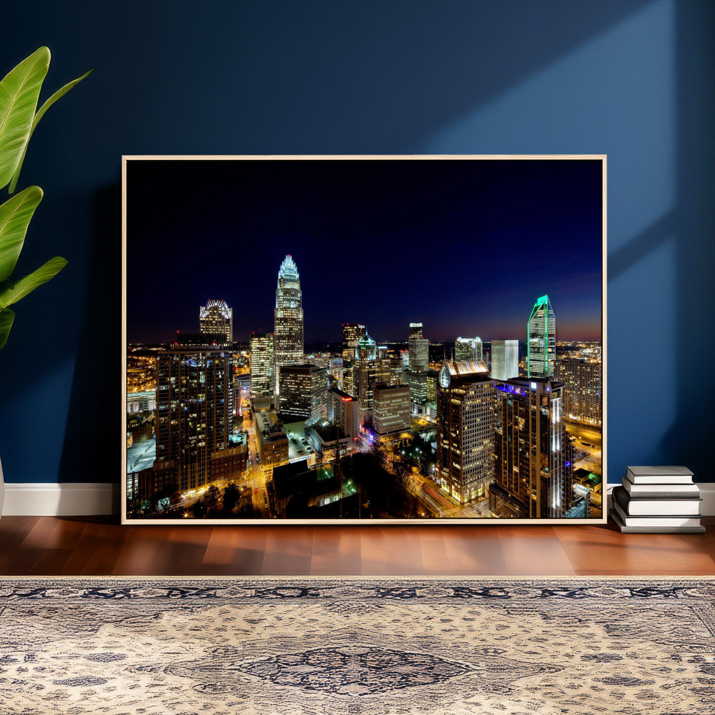 47163738-MGV-CV-36X24 - Atlanta Skyline Wall Art Canvas Print, Atlanta Downtown Night Cityscape Print for Modern Urban Wall Decor