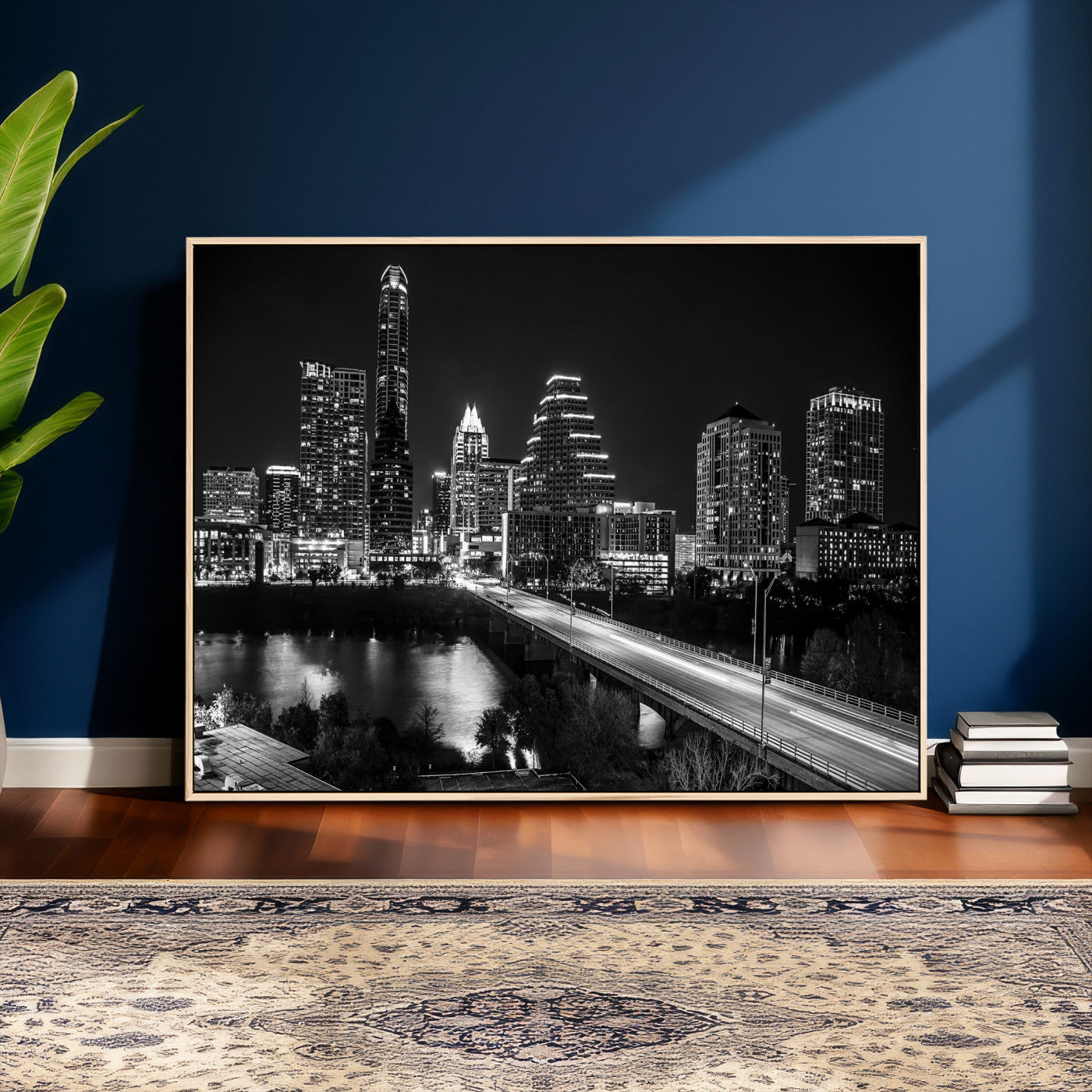 37531750-MGV-CV-36X24 - Austin Skyline Wall Art Canvas Print, Austin Downtown Night Cityscape Print for Modern Urban Wall Decor