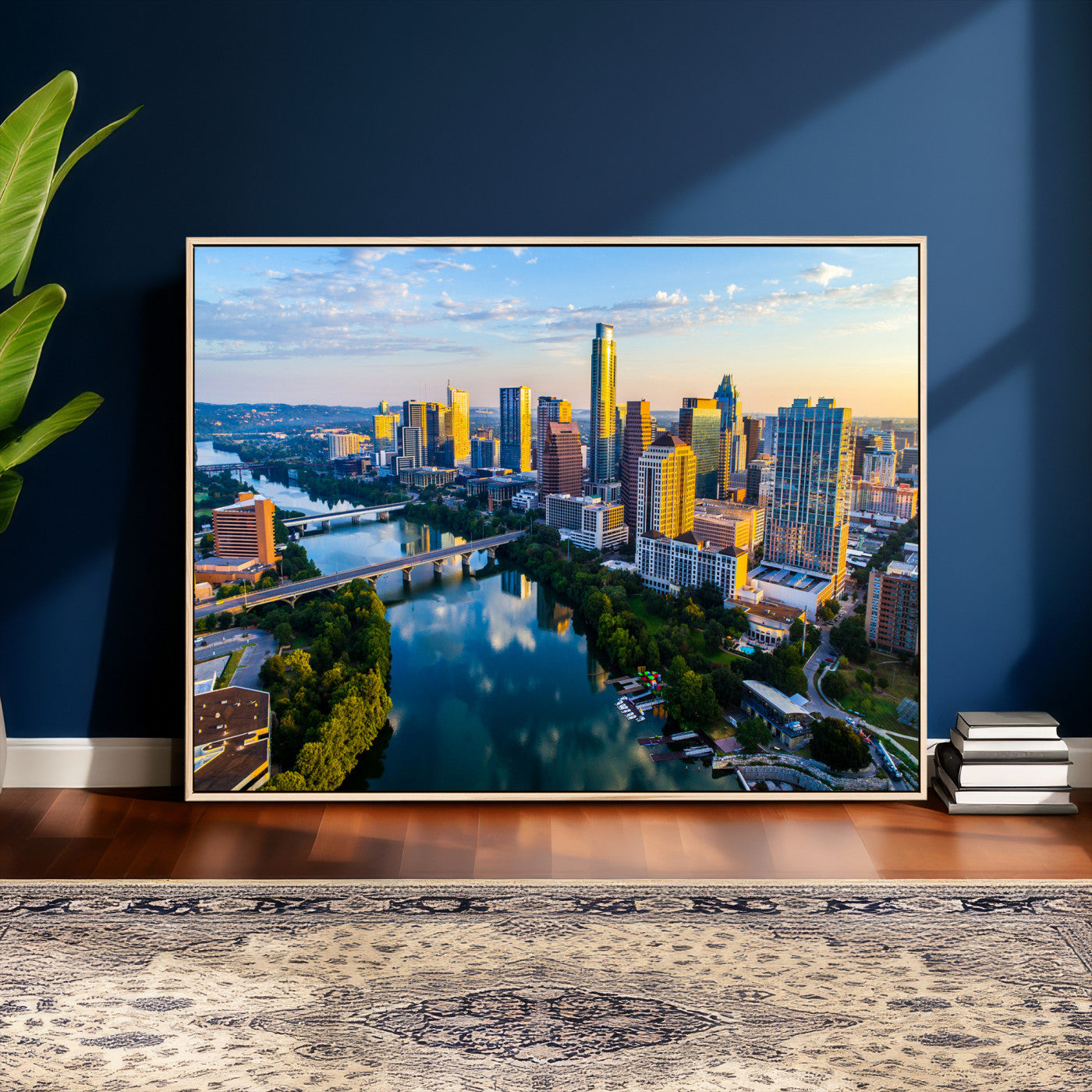 33675326-MGV-CV-36X24 - Austin Skyline Wall Art Canvas Print, Austin Downtown Night Cityscape Print for Modern Urban Wall Decor