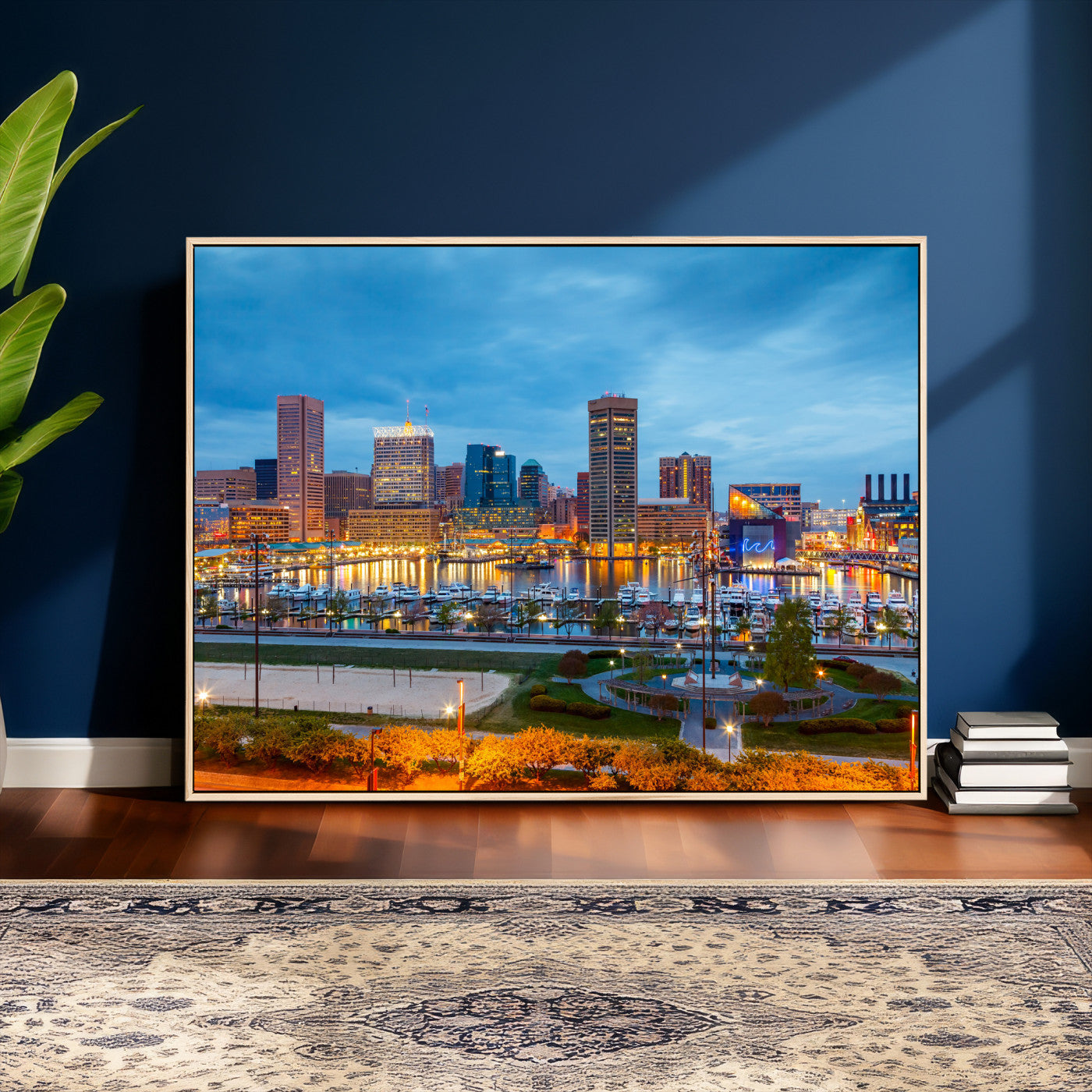 78635089-MGV-CV-36X24 - Baltimore Skyline Wall Art Canvas Print, Baltimore Downtown Night Cityscape Print for Modern Urban Wall Decor