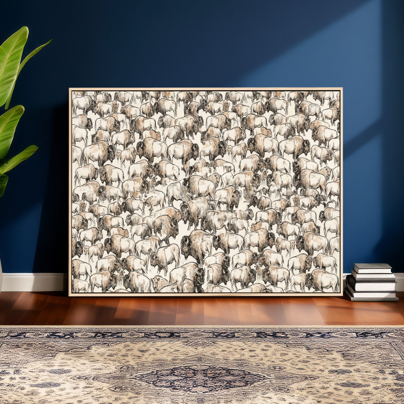 77502929-MGV-CV-36X24 - Farmhouse Animals Wall Art Canvas Print - Abstract Farm Animal Drawing Mid-Century Wall Art for Cabin Decor