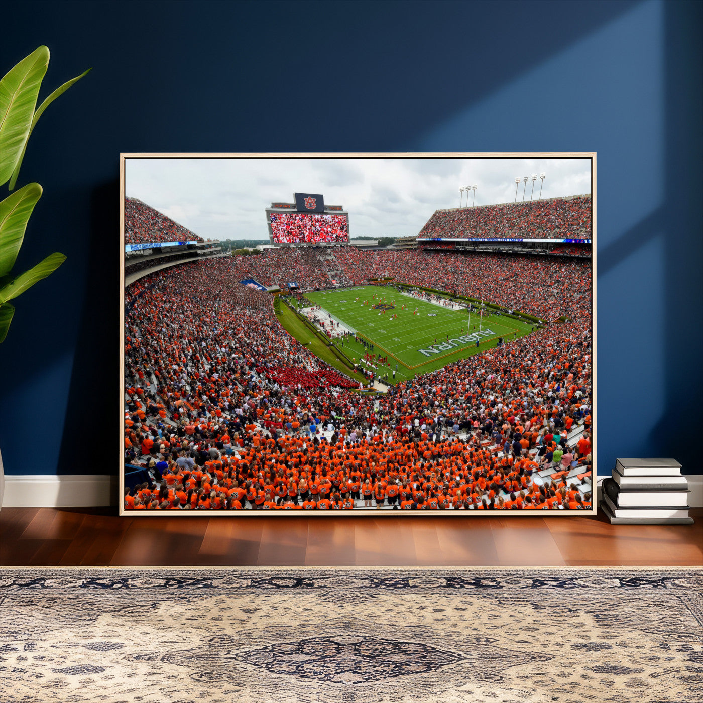 82562490-MGV-CV-36X24 - Auburn Stadium Sunset Wall Art Canvas Print, Jordan Hare Stadium Game Day Crowd, Auburn Tigers Football Artwork