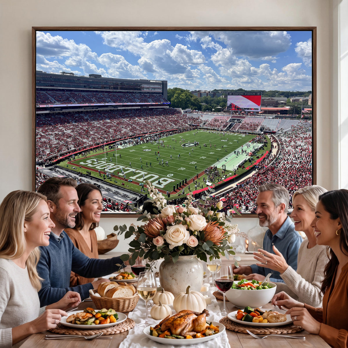 10665453-MGV-CV-36X24 - Georgia Bulldogs Stadium Wall Art Canvas Print, Sanford, Framed and Ready to Hang
