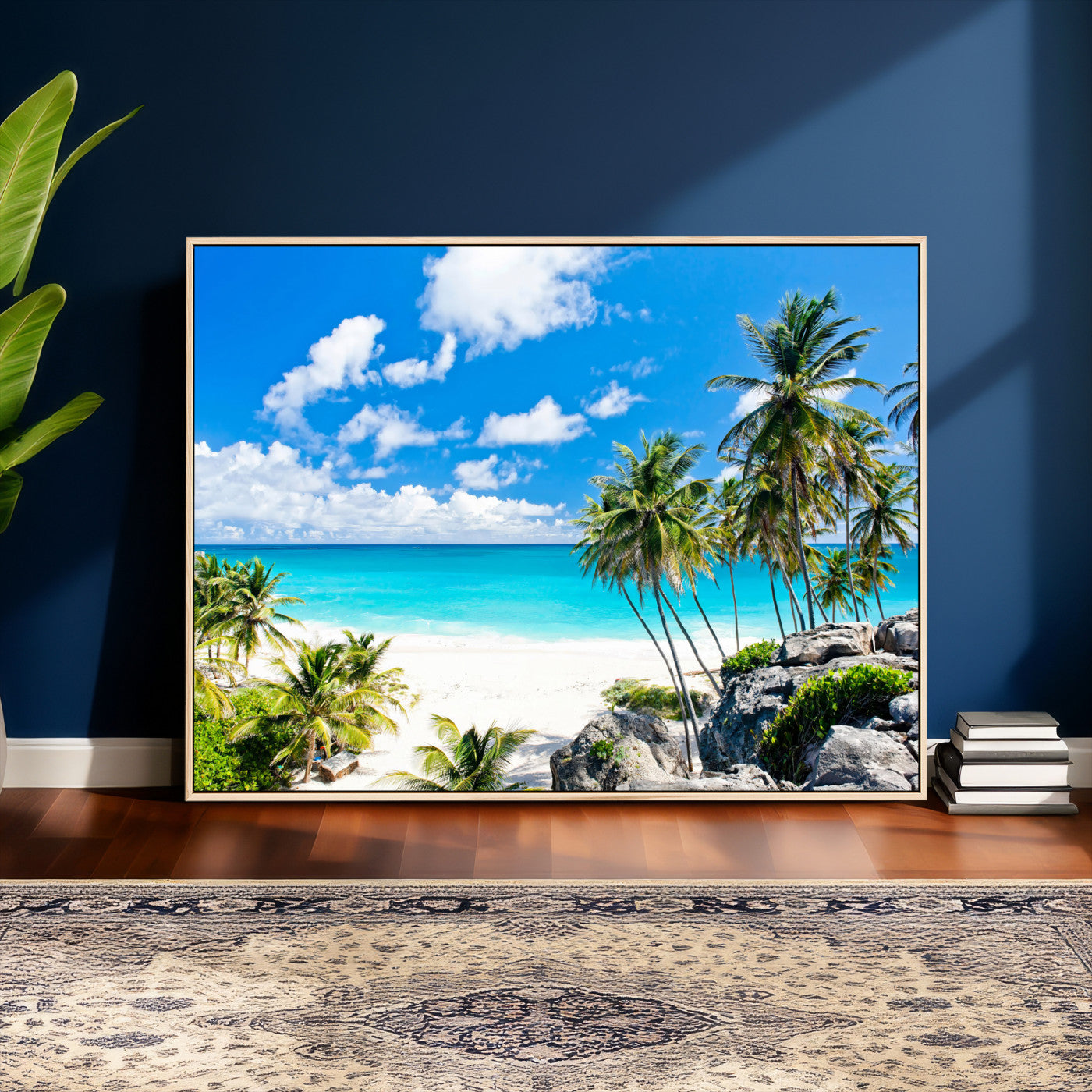51097197-MGV-CV-36X24 - Tropical Beach Wall Art Canvas Print, Palm Tree Ocean Landscape Photography, Caribbean Coastal Artwork
