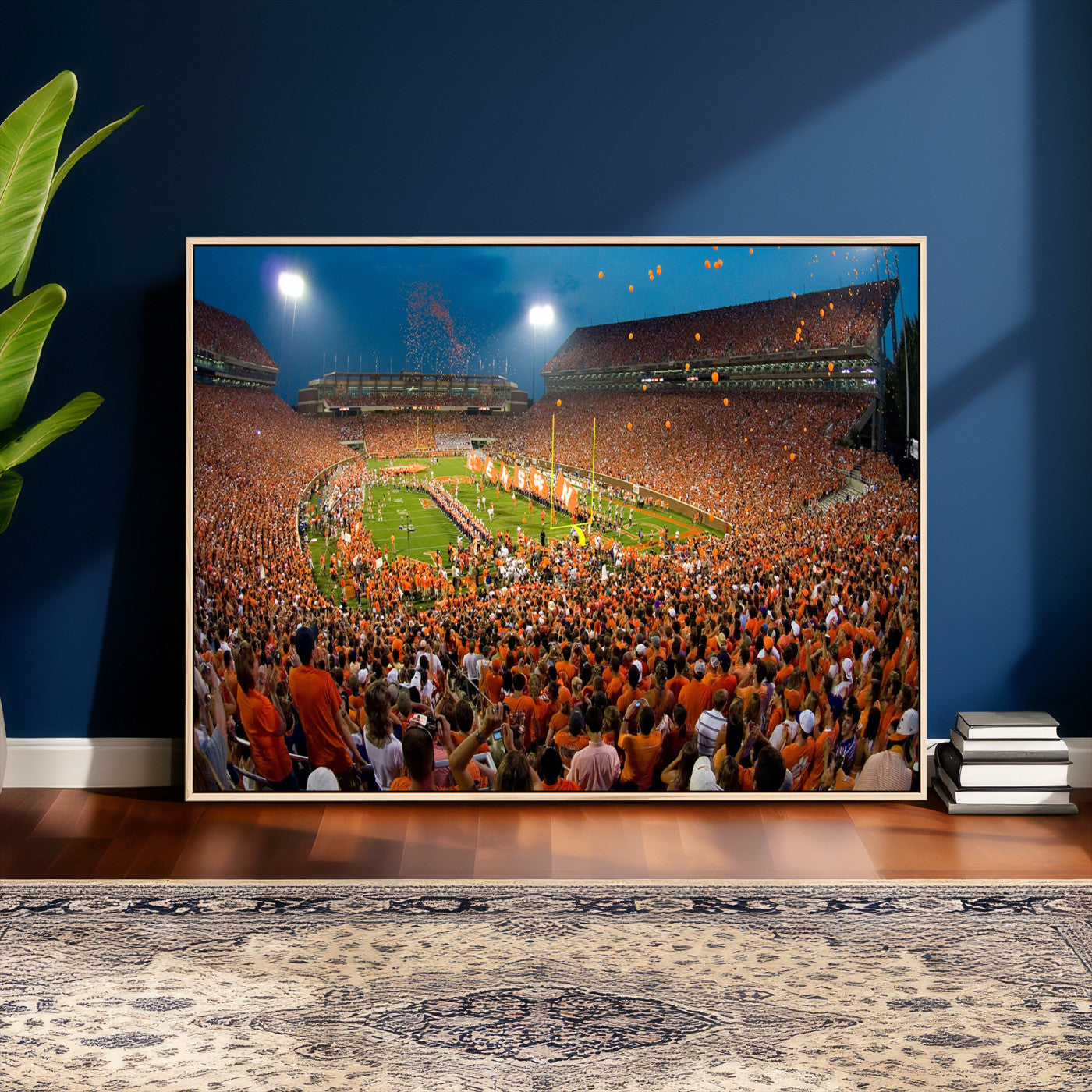 42850097-MGV-CV-36X24 - Clemson Tigers Memorial Stadium Wall Art Canvas Print, Death Valley Football Stadium Artwork, Packed Game Night Crowd Scene