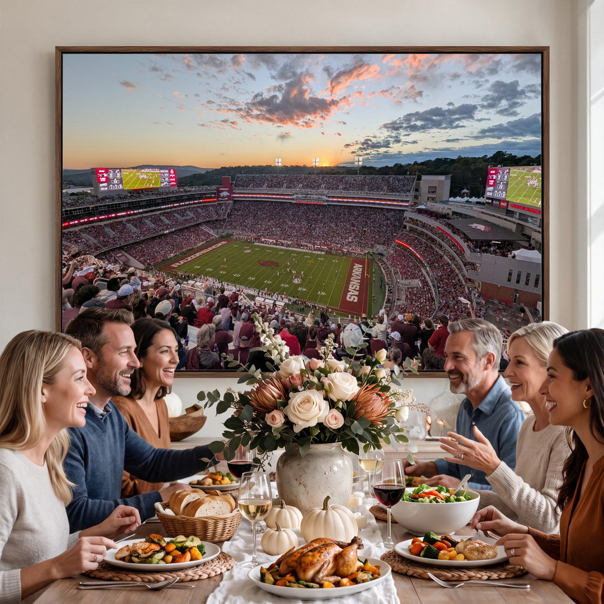 71837429-MGV-CV-36X24 - Donald W. Reynolds Razorback Stadium Wall Art Canvas Print – Arkansas Razorbacks Football Artwork for Home, Office, and Sports Room Decor