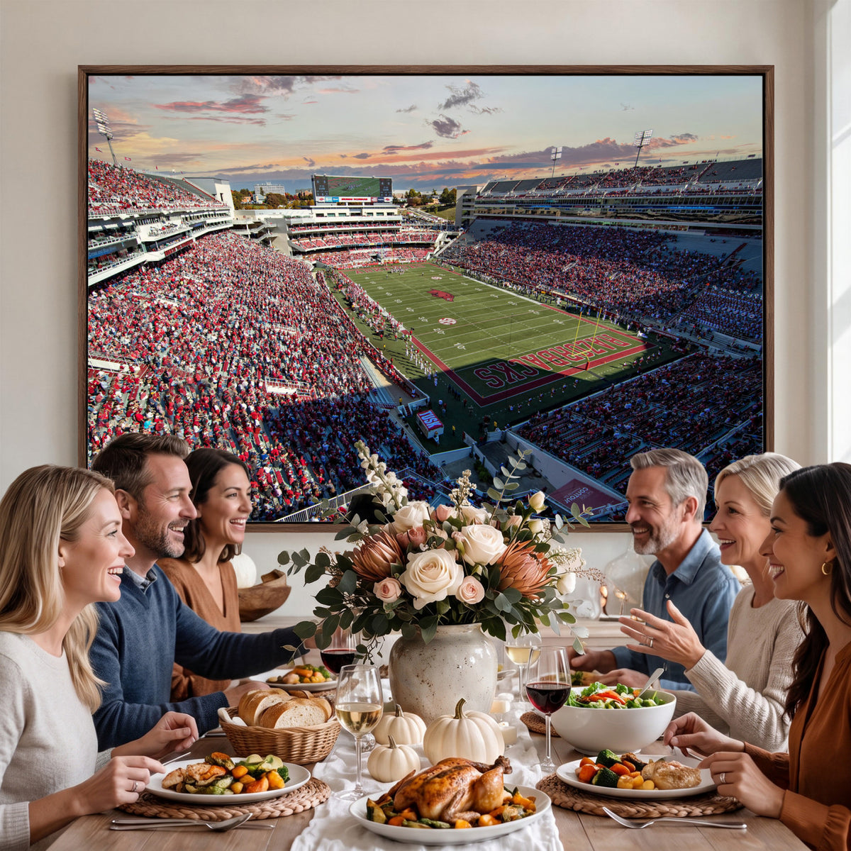 46571211-MGV-CV-36X24 - Donald W. Reynolds Razorback Stadium Wall Art Canvas Print – Arkansas Razorbacks Football Artwork for Home, Office, and Sports Room Decor