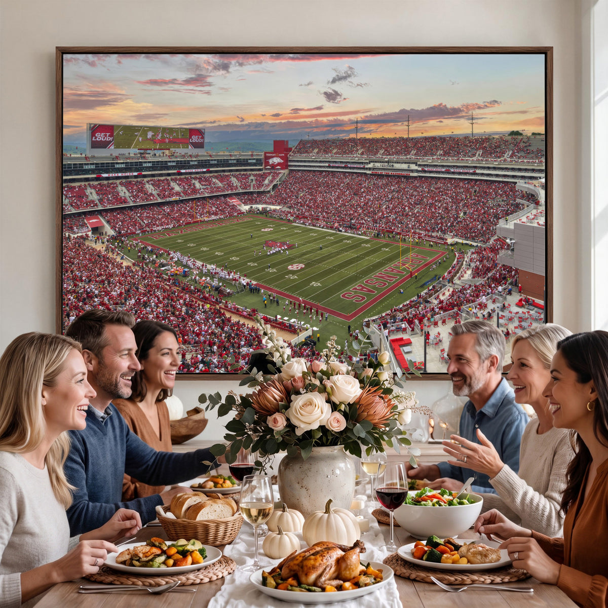 82233065-MGV-CV-36X24 - Donald W. Reynolds Razorback Stadium Wall Art Canvas Print – Arkansas Razorbacks Football Artwork for Home, Office, and Sports Room Decor