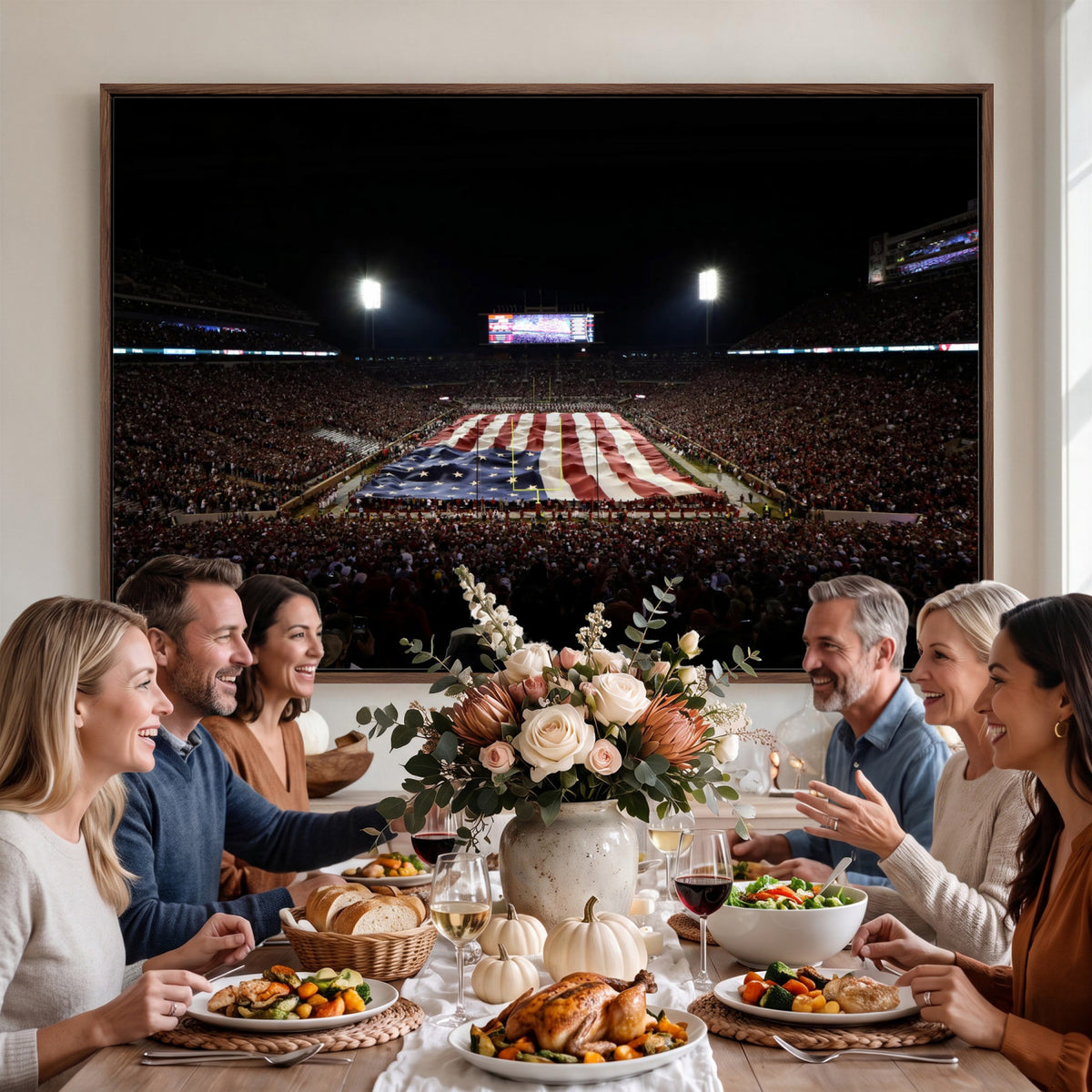 98418189-MGV-CV-36X24 - Oklahoma Memorial Stadium Wall Art Canvas Print – Oklahoma Sooners Football Artwork for Home, Office, and Sports Room Decor