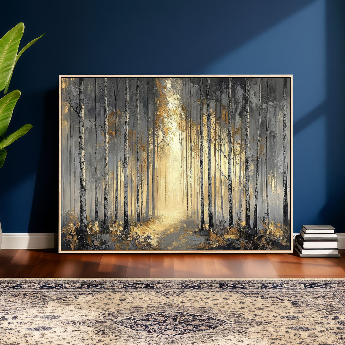 41017042-MGV-CV-36X24 - Abstract Birch Forest Wall Art Canvas Print – Modern Neutral Woodland Landscape Artwork for Living Room Decor