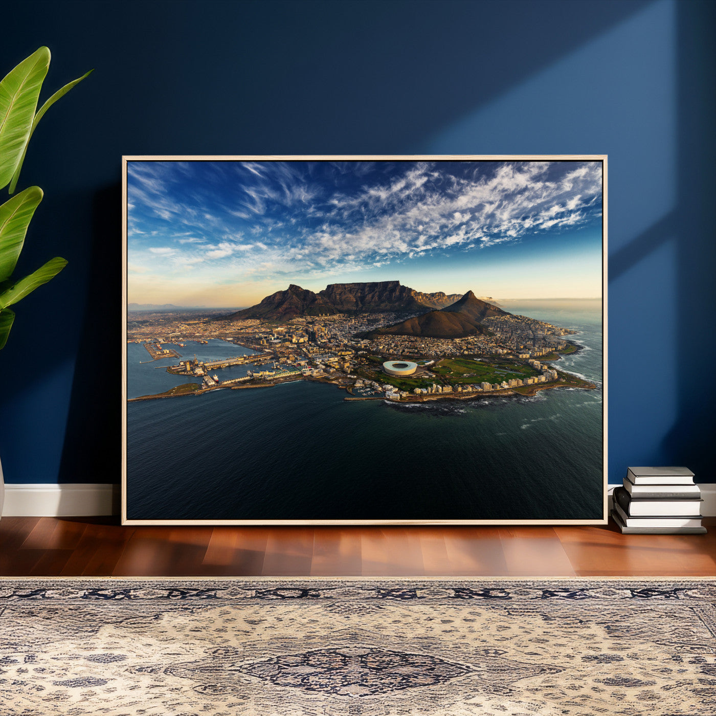 14654591-MGV-CV-36X24 - Cape Town Skyline Wall Art Canvas Print – Table Mountain Coastal Cityscape Artwork for Modern Office Decor