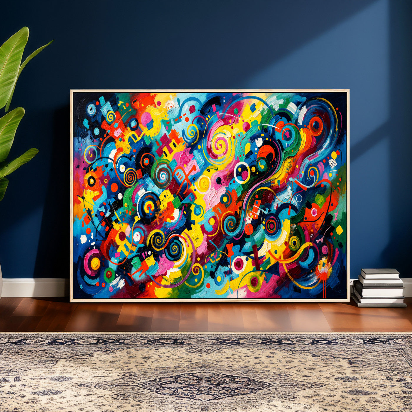 4712069R1-MGV-CV-36X24 - Geometric Abstract Wall Art Canvas Print, Bold Color Abstract Expressionist Painting Print, Modern Geometric Abstract Canvas Art