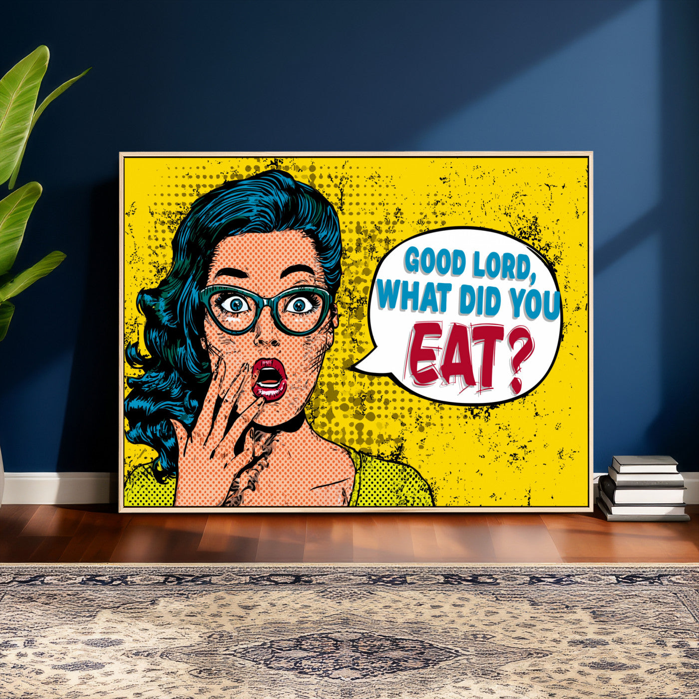 88217969-MGV-CV-36X24 - Pop Art Print Bathroom Sign Wall Art Canvas Print — Funny Bathroom Canvas | Comic Style Toilet Wall Decor | Humor Gift | Yellow Bold Bathroom Art