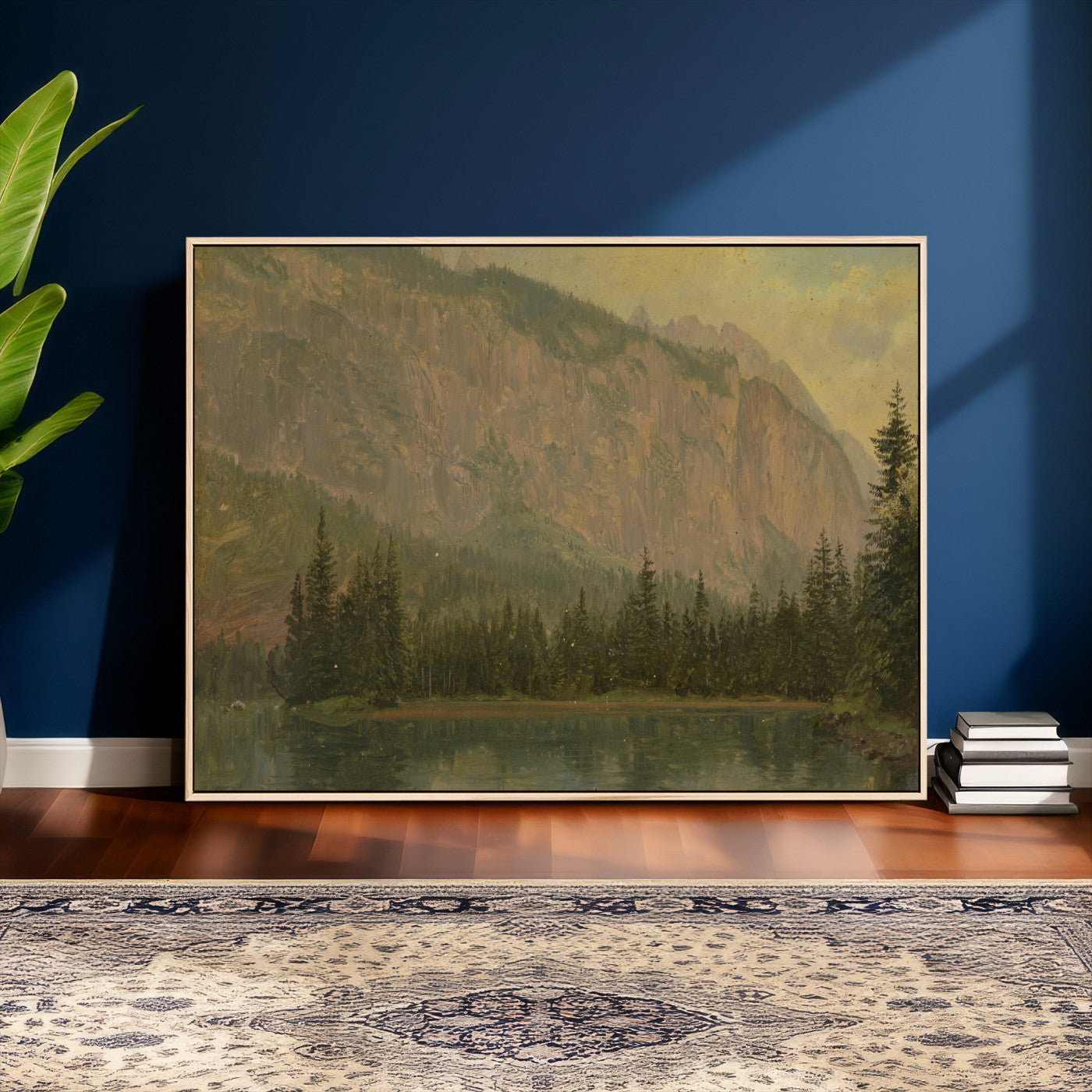 76844524-MGV-CV-36X24 - Frederic Edwin Church Hintersee Canvas Print, Hudson River School Mountain Lake Painting 1868, American Romantic Landscape, Vintage Nature Wall Art