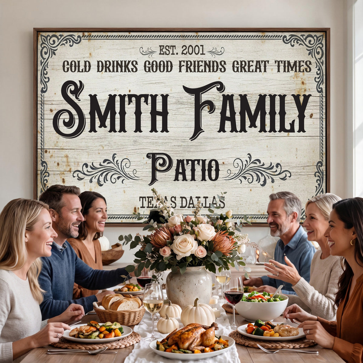 82858529-MGV-CV-36X24 - Custom Family Patio Sign Wall Art Canvas Print, Personalized Rustic Backyard Decor