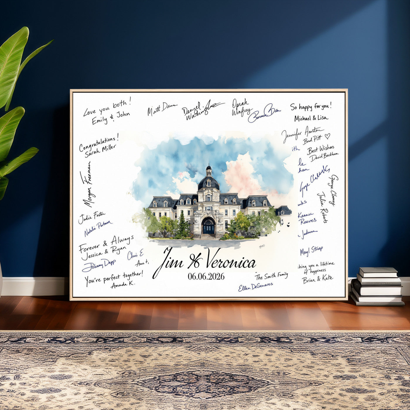 38232057-MGV-CV-36X24 - Wedding Guest Book Alternative Wall Art Canvas Print, Personalized Wedding Signature Poster, Custom Couple Photo Guestbook Canvas