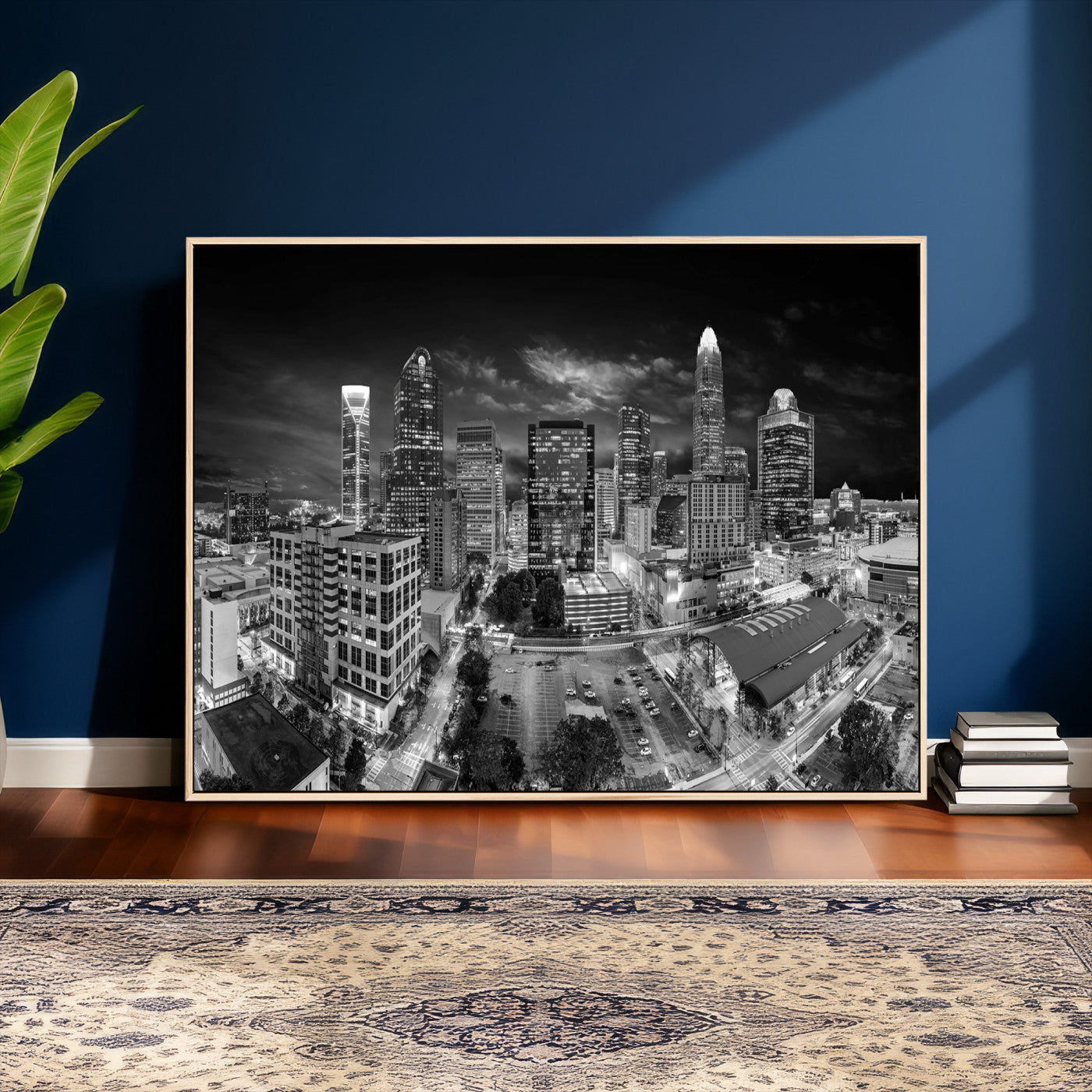 60105075-MGV-CV-36X24 - Charlotte Skyline Canvas Wall Art Print – North Carolina Cityscape Photography Print