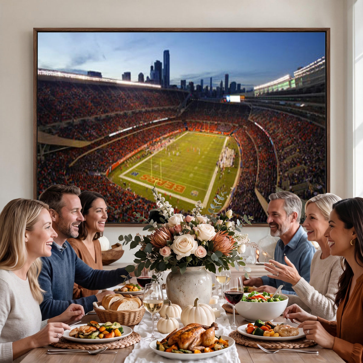 50691720-MGV-CV-36X24 - Chicago Bears Soldier Field Canvas Wall Art, NFL Stadium Panorama Print, Football Arena Photography for Sports Fans