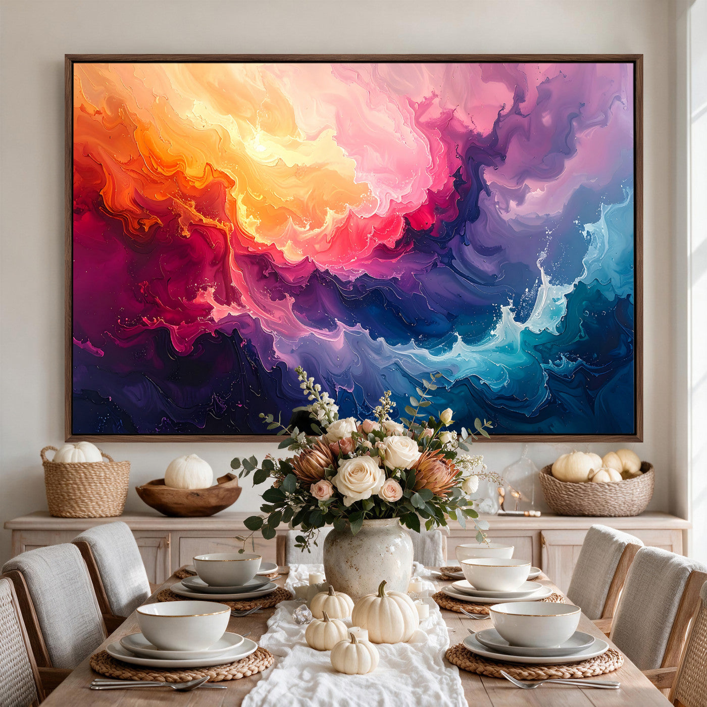 16157633-MGV-CV-36X24 - Large Colorful Abstract Canvas Wall Art Print, Vibrant Popup Color Art Print