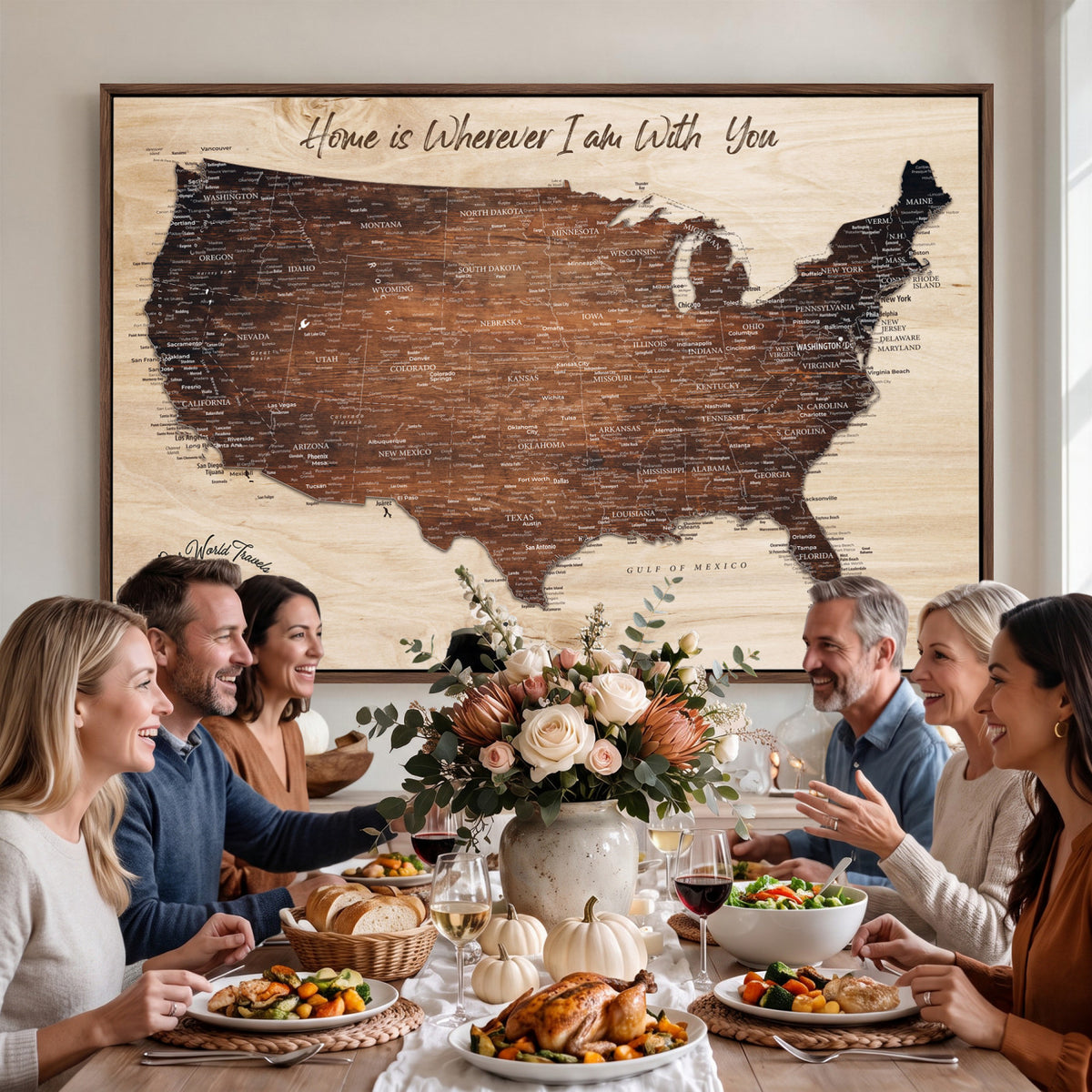 16274332-_Poster-30x20 - Personalized USA Push Pin Travel Map Canvas for Adventure Wall Decor