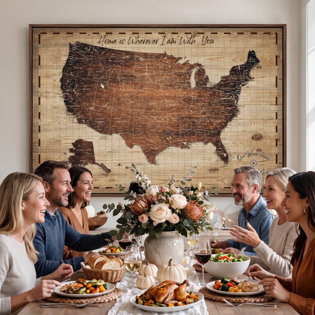 19102499U-MGV-CV-36X24 - Personalized USA Push Pin Travel Map Canvas for Adventure Wall Decor