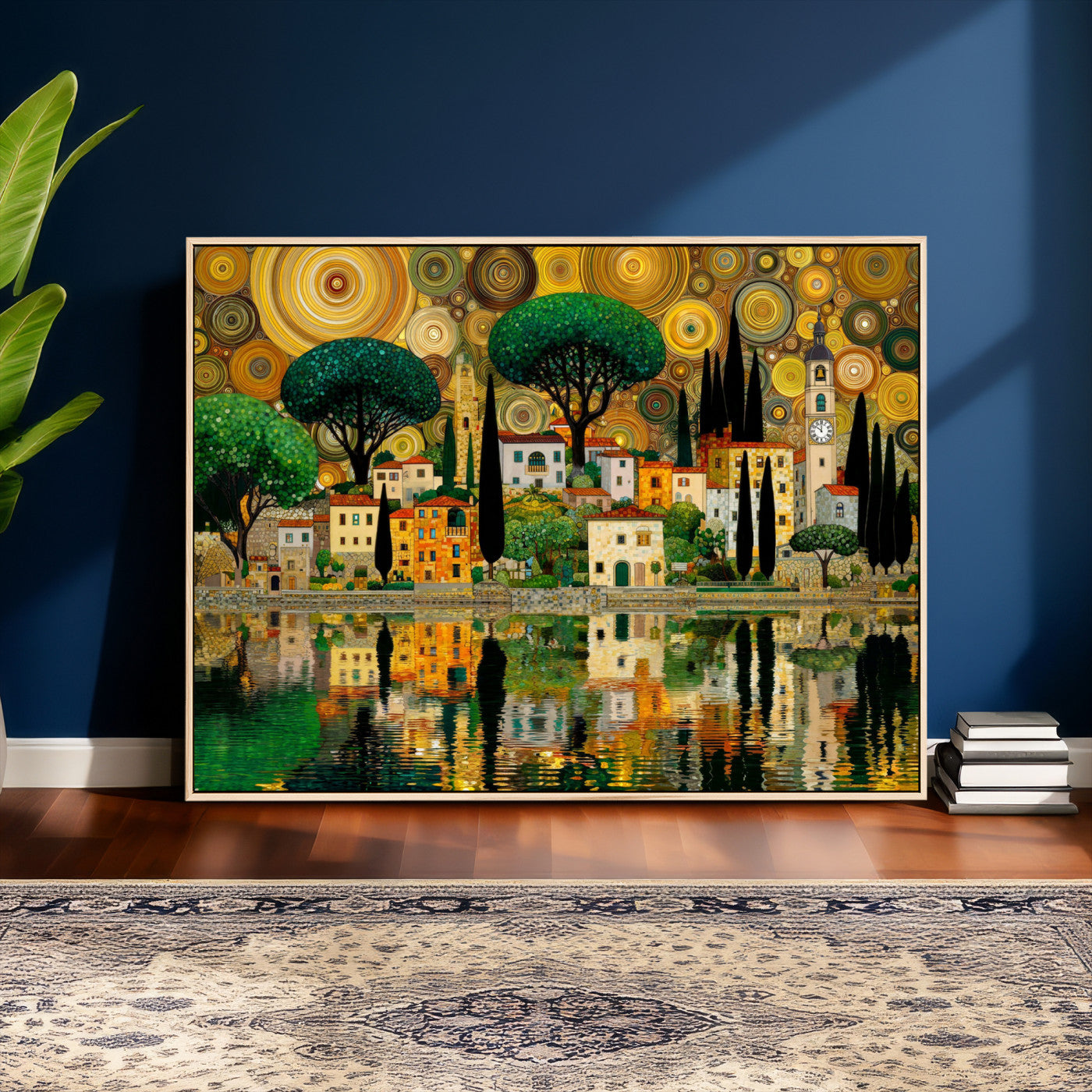 93010897-MGV-CV-36X24 - Gustav Klimt Golden Cityscape Wall Art Canvas Print,