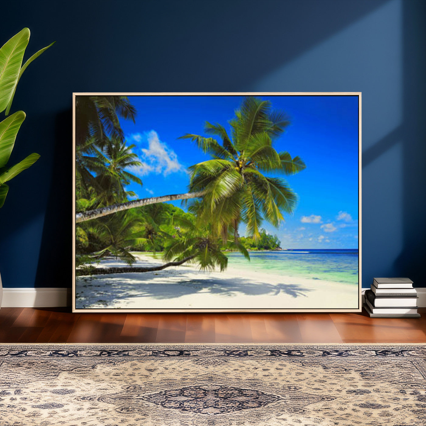 20475280-MGV-CV-36X24 - Tropical Island Coconut Palm Trees Wall Art Canvas Print - Turquoise Beach Print for Nautical Home Decor